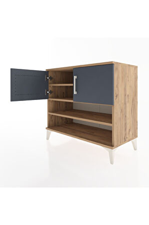 Hyperion Şifonyer 3 Raflı 2 Kapaklı 88x44x80 Çam-Antrasit