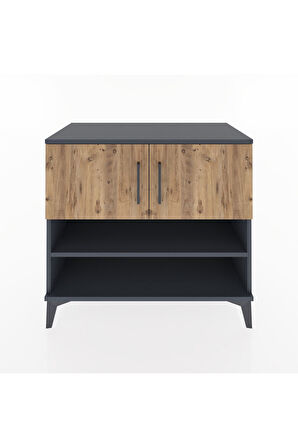 Hyperion Şifonyer 2 Raflı 2 Kapaklı 88x44x80 Antrasit-Çam