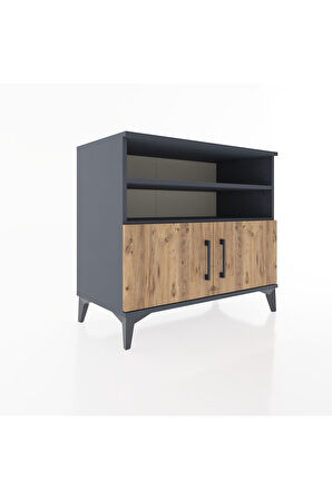 Hyperion Şifonyer 3 Raflı 2 Kapaklı 88x44x80 Antrasit-Çam