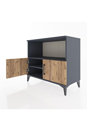 Hyperion Şifonyer 2 Raflı 2 Kapaklı 88x44x80 Antrasit-Çam