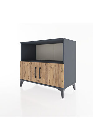 Hyperion Şifonyer Tek Raflı 2 Kapaklı 88x44x80 Antrasit-Çam