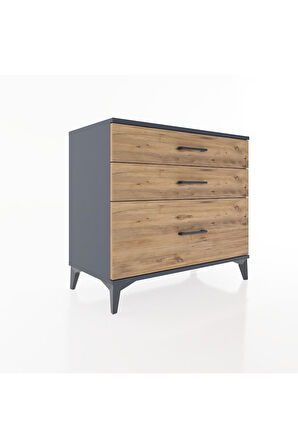 Hyperion Şifonyer 3 Çekmeceli 88x44x80 Antrasit-Çam
