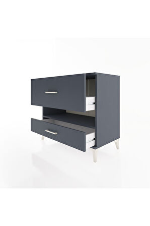 Hyperion Şifonyer Tek Raflı 2 Çekmeceli 88x44x80 Antrasit-Antrasit