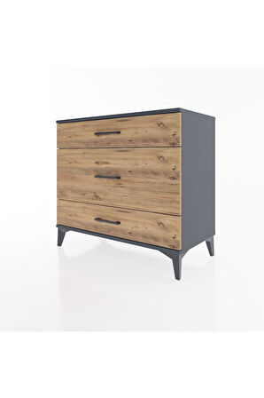 Hyperion Şifonyer 3 Çekmeceli 88x44x80 Antrasit-Çam