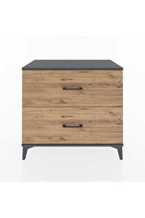 Hyperion Şifonyer 2 Çekmeceli 88x44x80 Antrasit-Çam