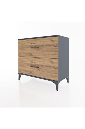 Hyperion Şifonyer 2 Çekmeceli 88x44x80 Antrasit-Çam