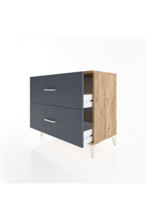Hyperion Şifonyer 2 Çekmeceli 88x44x80 Çam-Antrasit