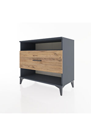 Hyperion Şifonyer Tek Raflı Tek Çekmeceli 88x44x80 Antrasit-Çam