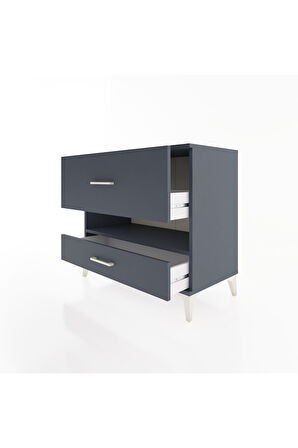 Hyperion Şifonyer Tek Raflı 2 Çekmeceli 88x44x80 Antrasit-Antrasit