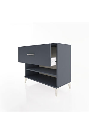 Hyperion Şifonyer Tek Raflı Tek Çekmeceli 88x44x80 Antrasit-Antrasit