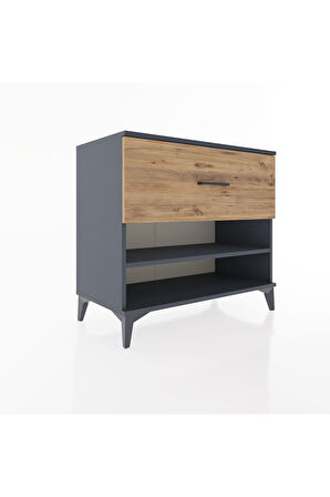 Hyperion Şifonyer Tek Raflı Tek Çekmeceli 88x44x80 Antrasit-Çam