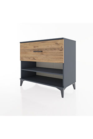 Hyperion Şifonyer Tek Raflı Tek Çekmeceli 88x44x80 Antrasit-Çam