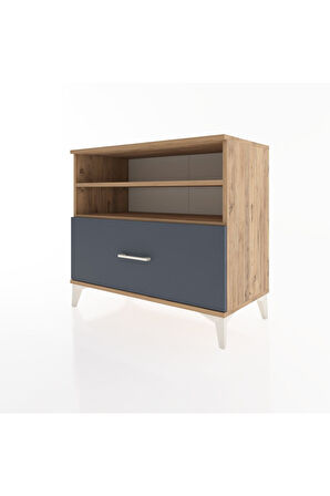 Hyperion Şifonyer 2 Raflı Tek Çekmeceli 88x44x80 Çam-Antrasit