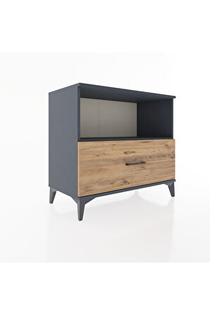 Hyperion Şifonyer Tek Raflı Tek Çekmeceli 88x44x80 Antrasit-Çam