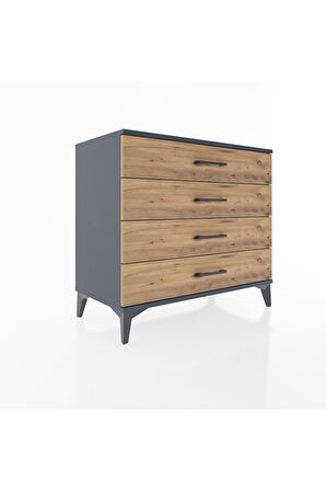 Hyperion Şifonyer 4 Çekmeceli 88x44x80 Antrasit-Çam