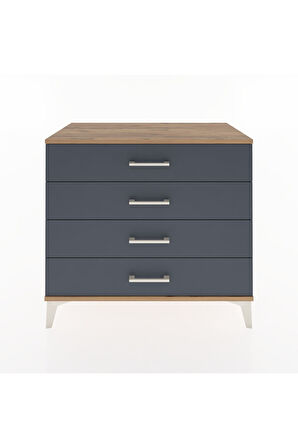 Hyperion Şifonyer 4 Çekmeceli 88x44x80 Çam-Antrasit