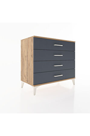 Hyperion Şifonyer 4 Çekmeceli 88x44x80 Çam-Antrasit