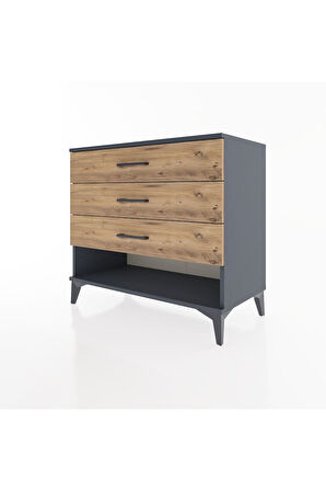Hyperion Şifonyer 3 Çekmeceli 88x44x80 Antrasit-Çam