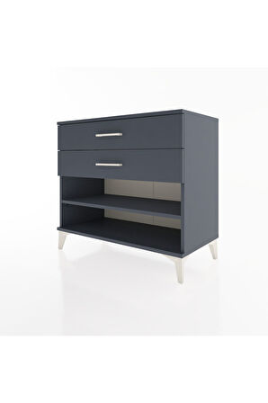 Hyperion Şifonyer Tek Raflı 2 Çekmeceli 88x44x80 Antrasit-Antrasit