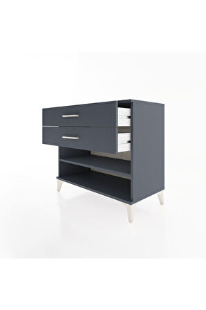Hyperion Şifonyer Tek Raflı 2 Çekmeceli 88x44x80 Antrasit-Antrasit