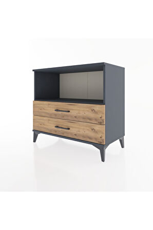 Hyperion Şifonyer Tek Raflı 2 Çekmeceli 88x44x80 Antrasit-Çam