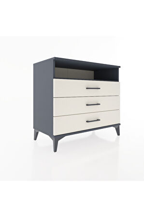 Hyperion Şifonyer Tek Raflı 3 Çekmeceli 88x44x80 Antrasit-Aytaşı