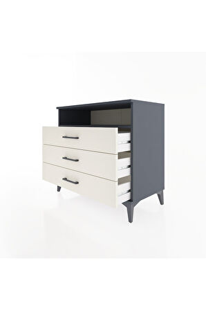 Hyperion Şifonyer Tek Raflı 3 Çekmeceli 88x44x80 Antrasit-Aytaşı