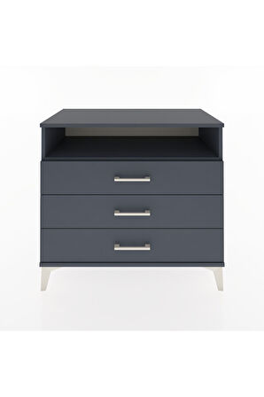 Hyperion Şifonyer Tek Raflı 3 Çekmeceli 88x44x80 Antrasit-Antrasit