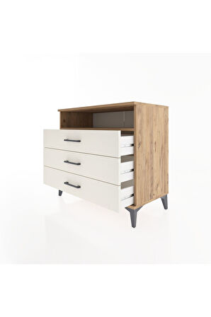 Hyperion Şifonyer Tek Raflı 3 Çekmeceli 88x44x80 Çam-Aytaşı