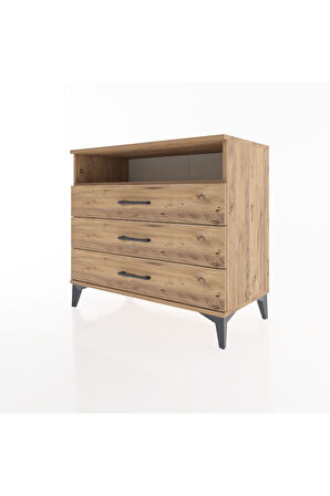 Hyperion Şifonyer Tek Raflı 3 Çekmeceli 88x44x80 Çam-Çam