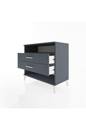 Hyperion Şifonyer Tek Raflı 2 Çekmeceli 88x44x80 Antrasit-Antrasit