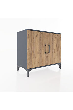 Hyperion Şifonyer 3 Raflı 2 Kapaklı 88x44x80 Antrasit-Çam