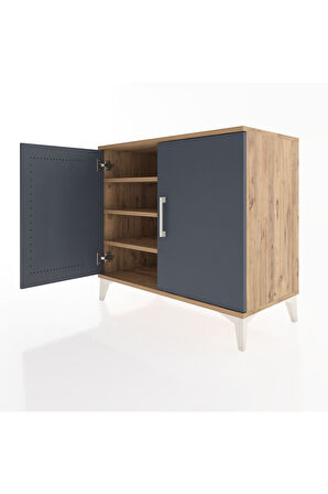 Hyperion Şifonyer 3 Raflı 2 Kapaklı 88x44x80 Çam-Antrasit