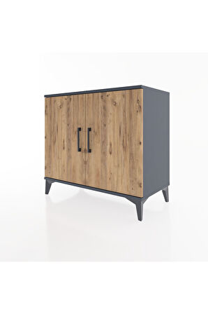 Hyperion Şifonyer 2 Raflı 2 Kapaklı 88x44x80 Antrasit-Çam