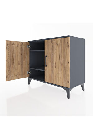 Hyperion Şifonyer 2 Raflı 2 Kapaklı 88x44x80 Antrasit-Çam
