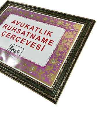 Avukatlık Ruhsat Çerçevesi Yeşil Renk - 33x48 - Hakiki Camlı Ruhsatname Çerçevesi