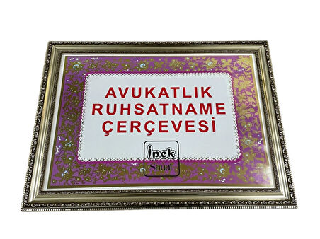 Avukatlık Ruhsat Çerçevesi Gümüş Renk -  33x48 - Hakiki Camlı Ruhsat Çerçevesi