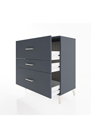 Hyperion Şifonyer 3 Çekmeceli 88x44x96 Antrasit-Antrasit