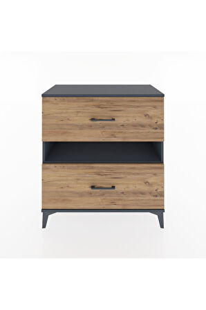 Hyperion Şifonyer Tek Raflı 2 Çekmeceli 88x44x96 Antrasit-Çam