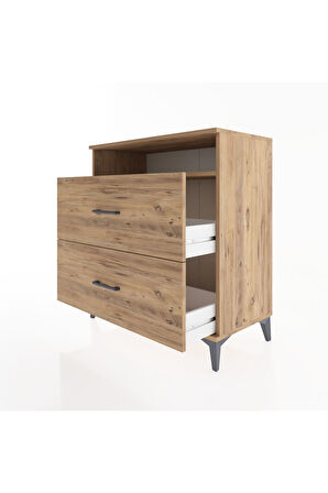 Hyperion Şifonyer Tek Raflı 2 Çekmeceli 88x44x96 Çam-Çam