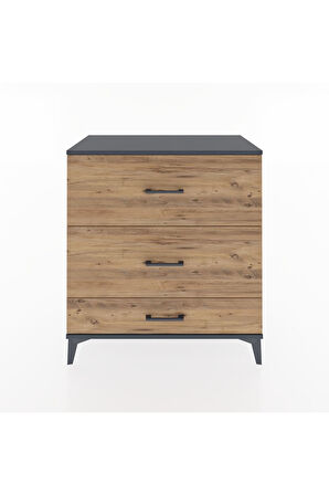 Hyperion Şifonyer 3 Çekmeceli 88x44x96 Antrasit-Çam