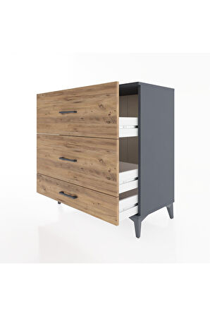 Hyperion Şifonyer 3 Çekmeceli 88x44x96 Antrasit-Çam