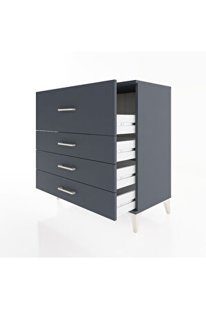 Hyperion Şifonyer 4 Çekmeceli 88x44x96 Antrasit-Antrasit