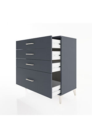 Hyperion Şifonyer 4 Çekmeceli 88x44x96 Antrasit-Antrasit