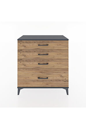 Hyperion Şifonyer 4 Çekmeceli 88x44x96 Antrasit-Çam