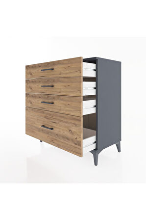 Hyperion Şifonyer 4 Çekmeceli 88x44x96 Antrasit-Çam