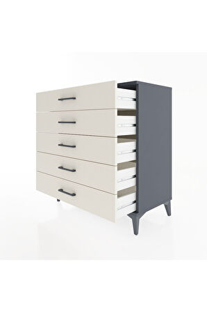 Hyperion Şifonyer 5 Çekmeceli 88x44x96 Antrasit-Aytaşı