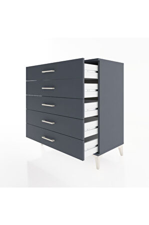 Hyperion Şifonyer 5 Çekmeceli 88x44x96 Antrasit-Antrasit