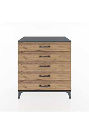 Hyperion Şifonyer 5 Çekmeceli 88x44x96 Antrasit-Çam