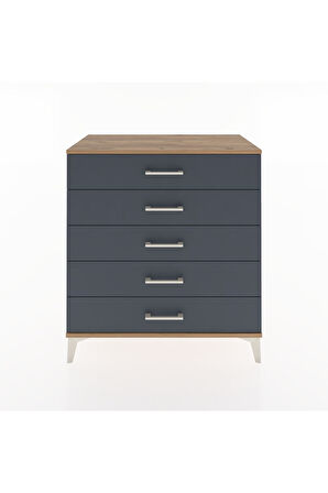 Hyperion Şifonyer 5 Çekmeceli 88x44x96 Çam-Antrasit